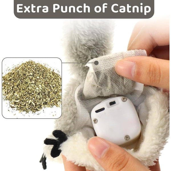 Pet Toys, Cat Catnip Toys Flapping Squirrel, Rechargeable Touch Activated Kitten Toys, Lifelike Interactive Cats Toy Indoor, Cat Kicker Plush Toys For All Breeds Universal interactive Toy Cat Toys