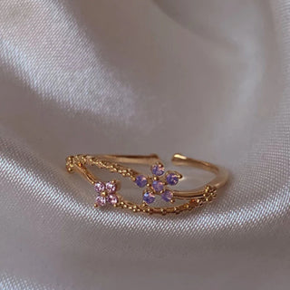 Buy nwh80-05 Retro Multi-element Cute And Sweet Pink Heart-shaped Butterfly Flower Open Ring