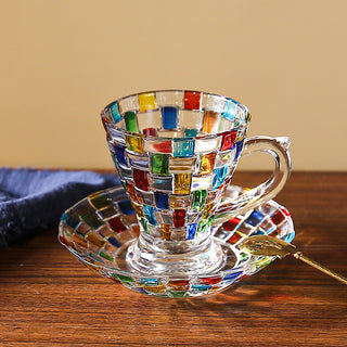 Painted Crystal Glass Coffee Set Suit