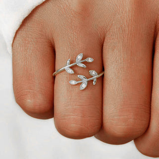 Buy t0279-white-gold-color Leaves Leaves Ring Opening Adjustable