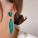 Silver Needle Vintage Emerald Drop-shaped Long Earrings