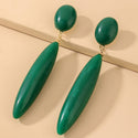 Silver Needle Vintage Emerald Drop-shaped Long Earrings