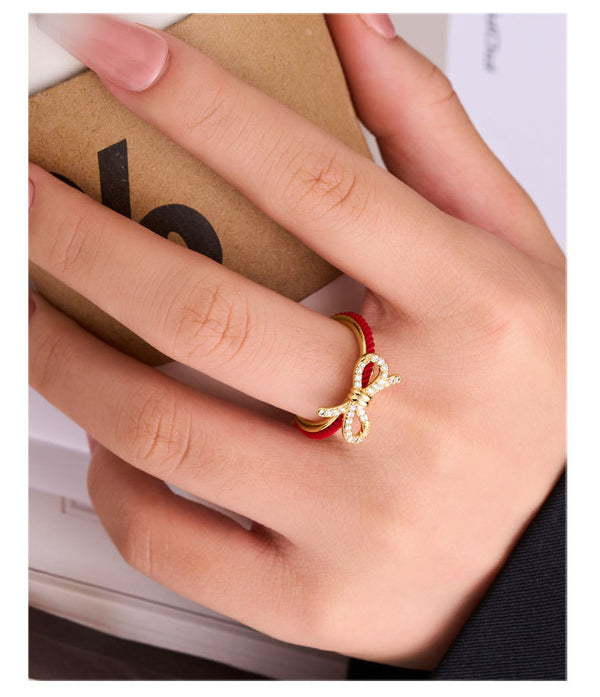 Red Rope Series Bow Opening Ring