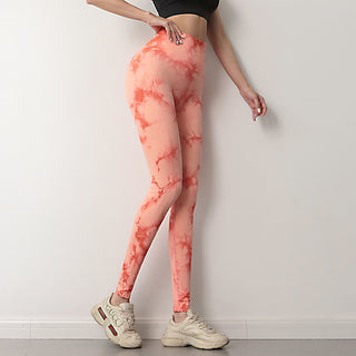 Buy red Women Tie Dye Leggings Fitness Yoga Pants