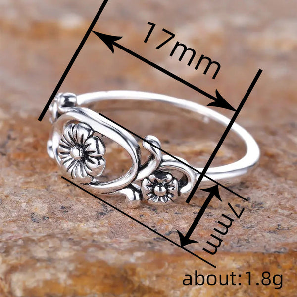 Hollow Flower Flower Ring Female Retro