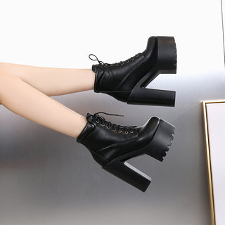 Buy black-single-liner Women&#39;s Fashion Martin Knight Boots Ankle Boots