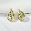 Christmas Small Tree Real Leaves Water Drop Copper Edging Earrings