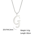 Polished Cut Steel Color 26 Letters Pendant Stainless Steel Necklace