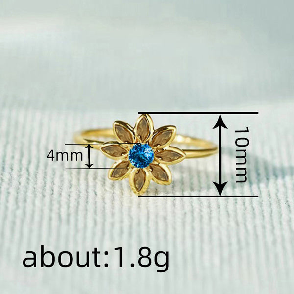 Flower Ring Female Fashion Inlaid Zircon