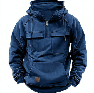 Buy navy-blue Men's Zip-up Hoodies Sweatshirt With Drawstring And Pocket Design