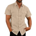 Men's Button Short Sleeve Double Pocket Shirt