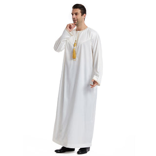 Buy white Ethnic Stitching Contrast Color Men&#39;s Robe