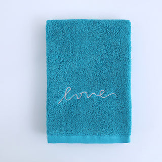 Buy peacock-blue Pure Cotton Embroidery Towel Plain Gift Face Towel