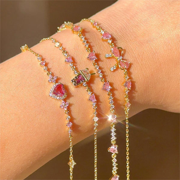 Simple Personality Special-interest Design Heart-shaped Zircon Fashion Bracelet Women