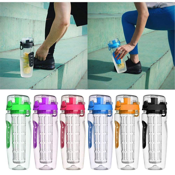 Sport Bottle 1000Ml Bpa Free Fruit Infuser Water Bottle Juice Shaker Sports Lemon Water Bottle Fitness Sport Fruit Drinking Bottles For Girl Black