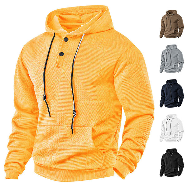 Men Pullover Solid Color Casual Sports Loose Long Sleeve Hooded Sweater