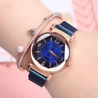 Buy blue Neutral Watch Ladies Simple Fashion Steel Belt Quartz