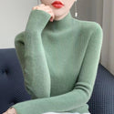 Warm Long Sleeves Knitted Half Turtleneck Women's Base Shirt