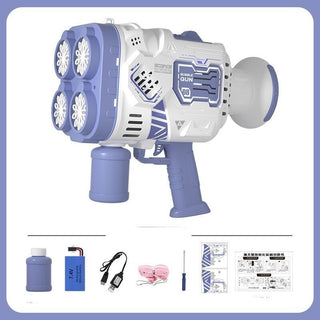 Buy purple Bubble Gun Rocket Soap Bubble Machine Electric Space Launcher Continues To Produce Bubbles With LED Light