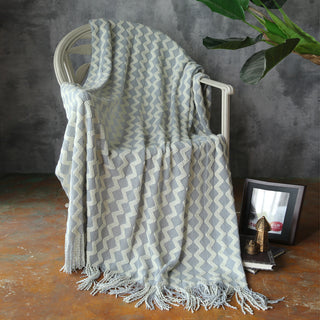 Knitted Tassel Decoration Sofa Nap Blanket With Towel