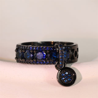 Buy black-gold-sapphire-blue New Retro Disc Ring Personality Retro