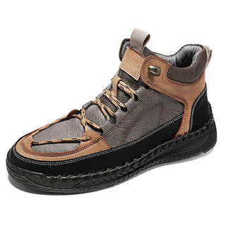 Buy brown High-end Leather Martin Boots Men&#39;s Versatile High-top Shoes