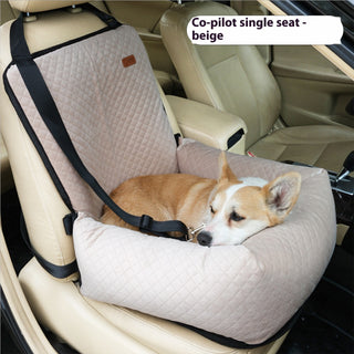 Buy creamy-plaid Car Pet Bed Travel Car Seat Cushion