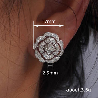 Camellia Flower Earrings Women's Fashion Micro Inlaid