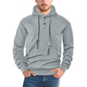 Men Pullover Solid Color Casual Sports Loose Long Sleeve Hooded Sweater