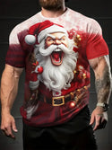 European And American Santa Claus 3D Printed Loose Short Sleeve