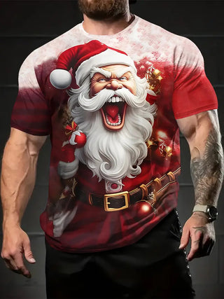 Buy 234-style European And American Santa Claus 3D Printed Loose Short Sleeve