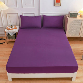 Buy dark-purple Students Cotton Bed Sheets Fitted Sheet Pillow Case