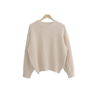 Buy light-apricot-color Solid Color Lazy And Loose Thick Needle Pullover