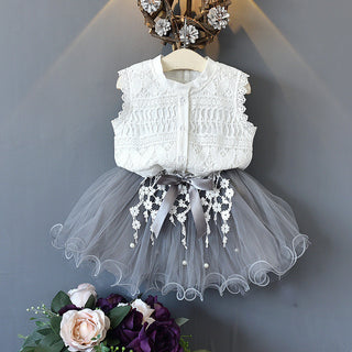 Buy as-shown New Hot-selling Girls Fashion Lace Beaded Dress