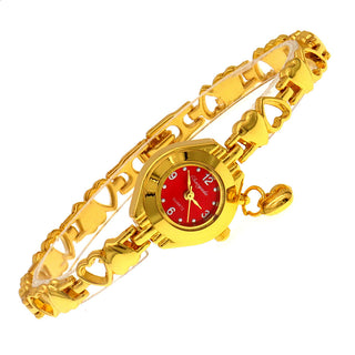 Buy golden-red Hollow Heart Solid Bracelet Quartz Watch