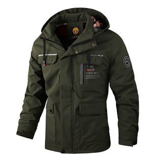 Buy army-green Men's Casual Windbreaker Hooded Jackets