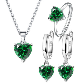 Buy green-suit Female Personality Creative Zircon Heart-shaped Pendant Chain Three-piece Suit