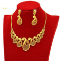 Gold Flower Necklace And Earrings Suite Brass Gold Plated Wedding Jewelry Batch