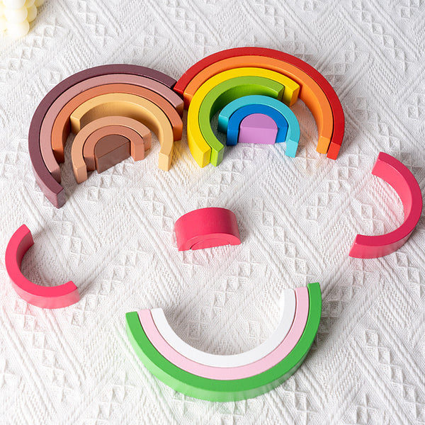 Children's Puzzles To Build Rainbow Wooden Blocks And Cognitive Ornaments