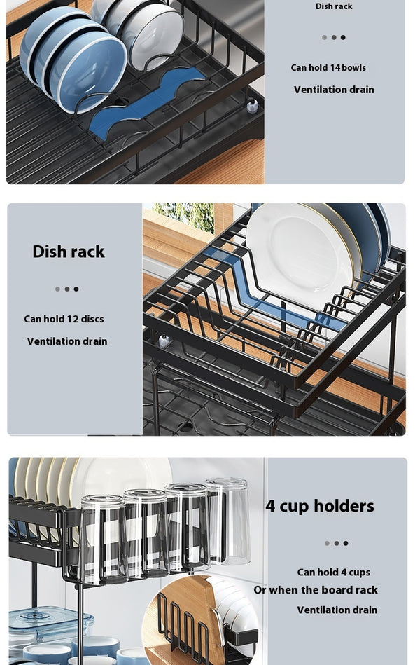 Kitchen Dish Rack Draining Rack Tableware Flat Ware Storage Rack