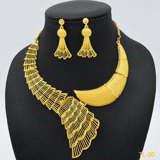 Buy tl30 Gold Flower Necklace And Earrings Suite Brass Gold Plated Wedding Jewelry Batch