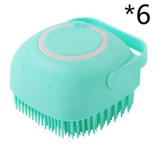 Buy green-6pcs Silicone Dog Bath Massage Gloves Brush Pet Cat Bathroom Cleaning Tool Comb Brush For Dog Can Pour Shampoo Dog Grooming Supplies