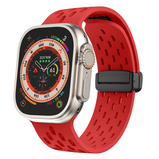 Buy red Mesh Magnetic Buckle Silicone Strap Iwatch Strap