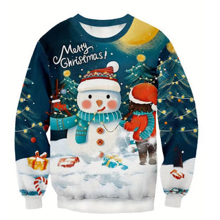 Buy bglwy5042 European And American Christmas Snowman 3D Printed Hood Sweater