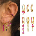 Colorful Zircon Geometric Copper Plating 18K Gold