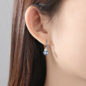 Sky Blue Earrings S925 Silver Ear Clip Colored Gems Women