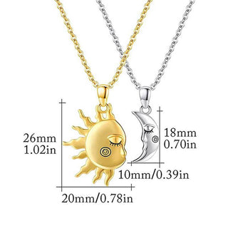 18K Golden Magnetic Sun Star Necklace Fashion Personality Couple Pendant Necklace Valentine's Day Gift