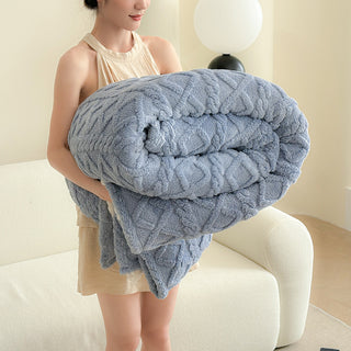 Buy cloudy-blue Single-layer Double-sided Tower Velvet Blanket Lunch Break Sofa Cover Blanket