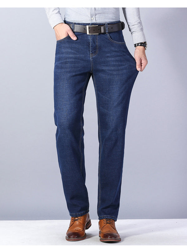 Men Thickened Plush Jeans