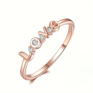 Buy t0366-rose-gold Love Ring Female Micro Inlaid Zircon Simple